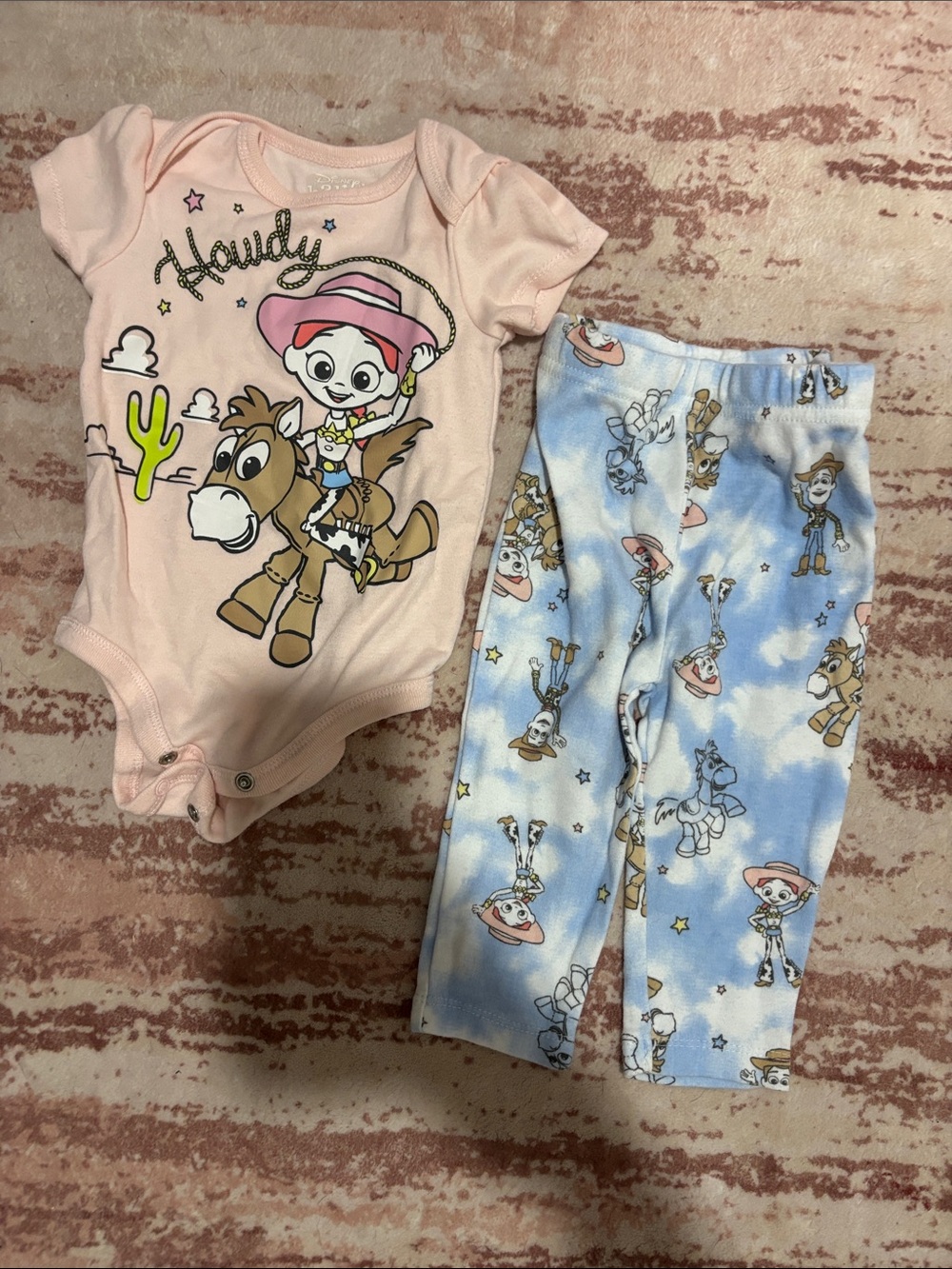 Disney Pink Jessie 'Howdy' Bodysuit with Blue Jessie Print Leggings
